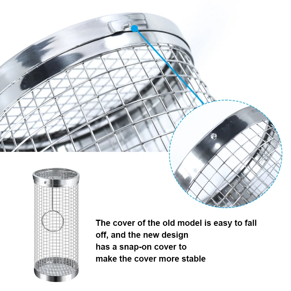 Round stainless steel metal net tube bbq barbecue basket cylinder rolling grilling basket