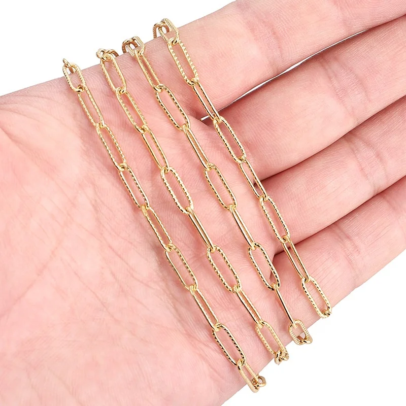 New Arrival Accessories 4Mm Stainless Steel Long Cross Chain Diy Jewelry Accessories Oval Clavicle Chain Embossed Chain