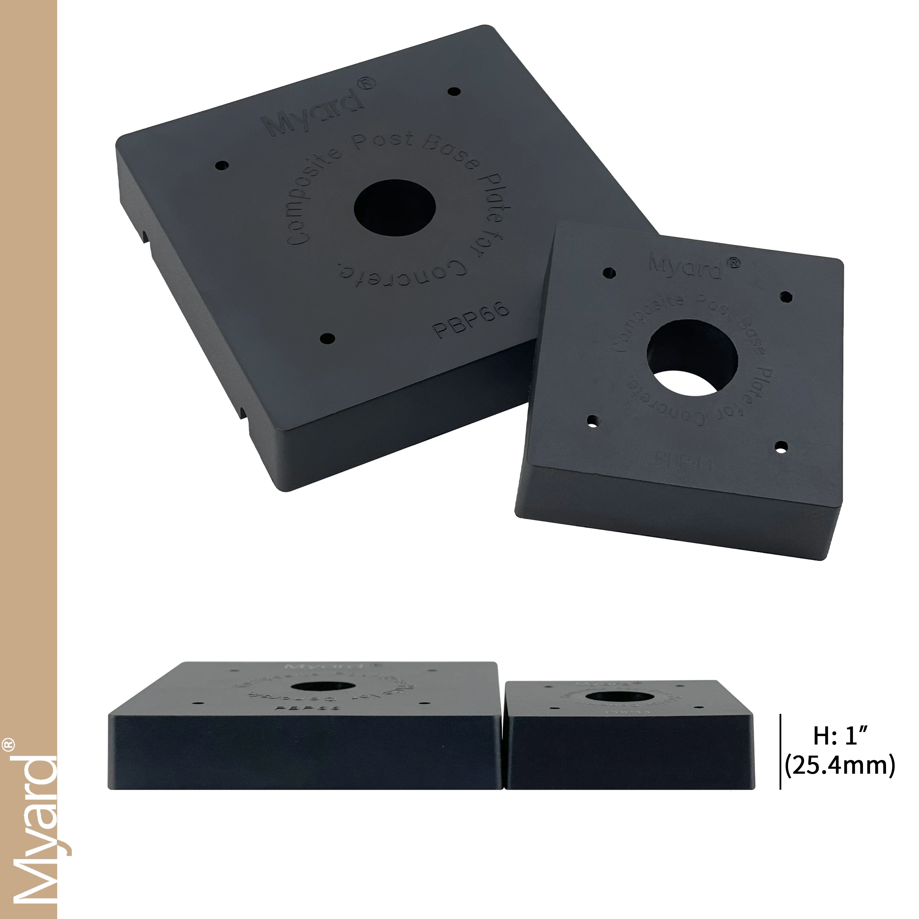 Easy Installation Nylon Glass Fiber Materials Square Handrail Post Base Plate For Courtyard