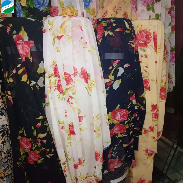 China supplier  High Quality wholesale high twis  chiffon print fabric stock lot for dress