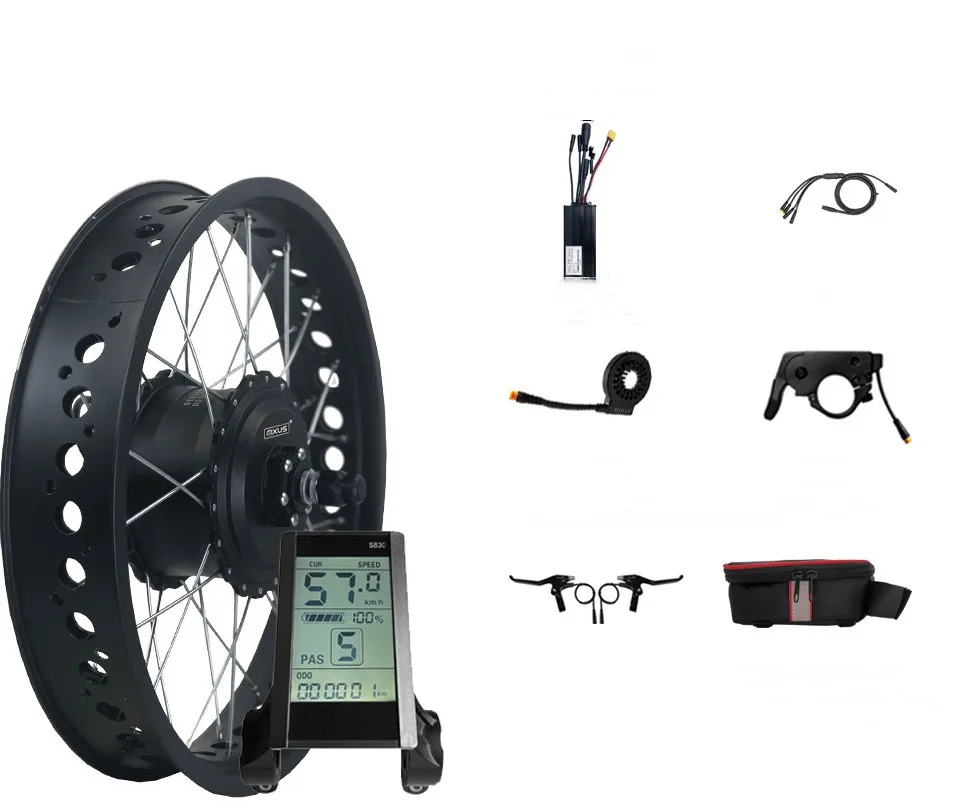 MXUS Fat tire, 48V750W outdoor bike lithium battery modified snowmobile full waterproof  conversion kit, S830