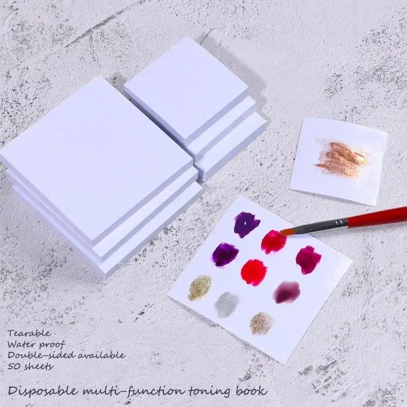 50pcs Disposable Tinting Glue Paper Terable Nail Toning Palettes Nail Polish Color Mixing Tray Waterproof Paper Display Board