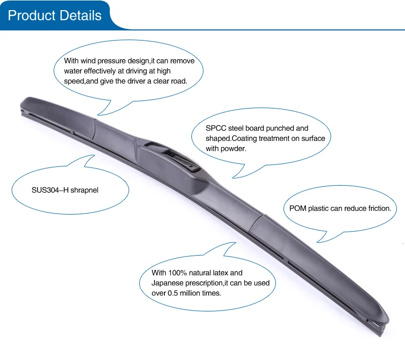 Manufacture B11 Factory Universal car windshield normal rubber wipers adapter universal frameless windscreen hybrid wiper