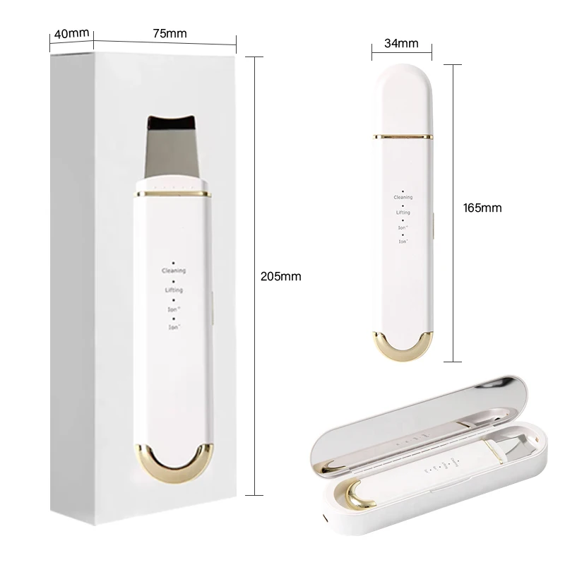 Ультразвуковой скребок для кожи лица, скребок для лица, очиститель пор, инструмент для красоты лица с 2 головками