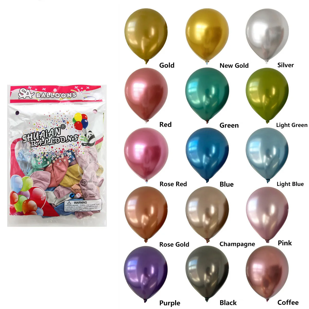 12 inch Metal Pearl Latex Balloons Thick Chrome Metallic Globos Birthday Decoration Chrome Party Metallic Balloon