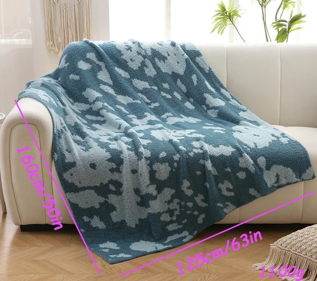 RTS Colorful Cow Pattern Blanket 50*60 Inch Home Sleeping Blanket Fashion Knitted Blanket