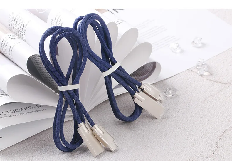 
1M 2.4A Fabric Zinc alloy Braided Data USB Cable Set For IPhone wholesale fast charging type c data cable 