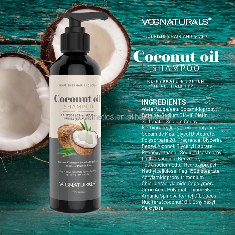 OEM Natural Moisturizing Coconut Oil Hair Shampoo And Argan Oil Conditioner Coconut Shea Butter Hair Care Shampoo