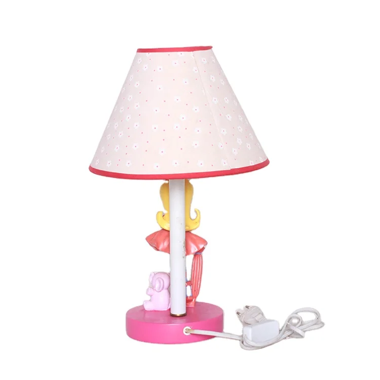 Cartoon style girl resin base study room desk lamp kids bedside table lamp for living room