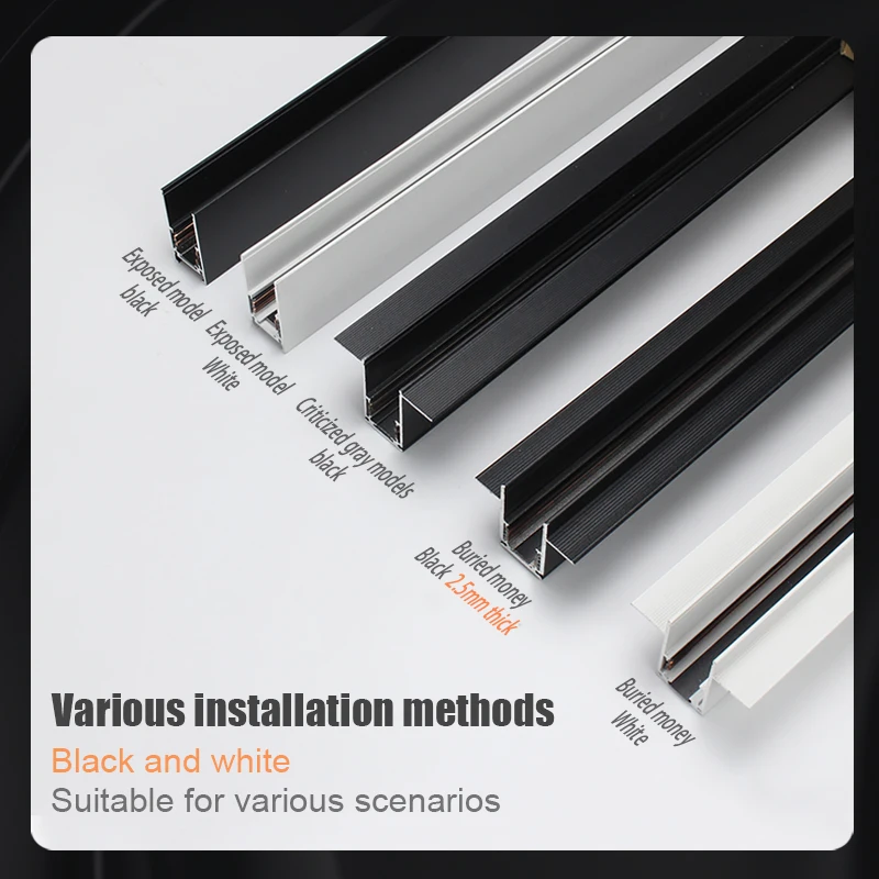 Ultrathin Surface Recessed Hidden Ceil 48V Linear Spot Led Track Light 1M 1.5M 2M 3M Slim 4 Wires Magnetic Rail System Lighting