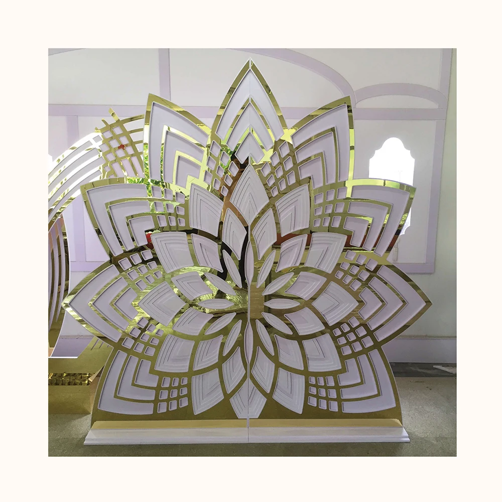 Party Birthday Decorations Acrylic Lotus Backdrop Golden Wedding Luxury