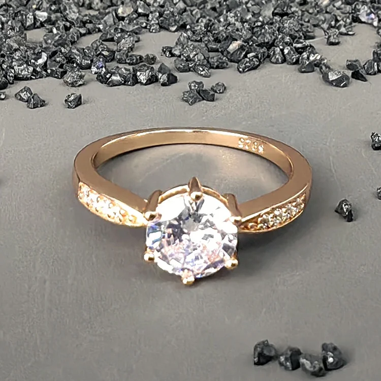 Fashion Delicate Elegant Rose Gold Plated Based S925 sterling silver Moissanite diamond Ring Romantic Wedding Fine Jewelry