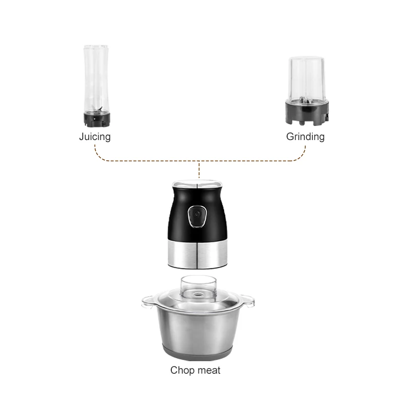 3 in 1 Multifunction Food Processor Mixer/Juicer/Grinding/Mincer, Electric Meat Grinder Blenders