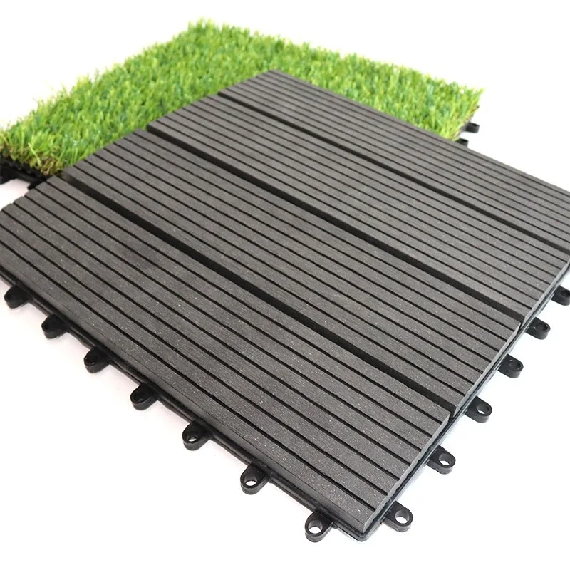 wholesale price engineered interlock flooring tile waterproof DIY WPC composite solid deck tiles for balcony garden roof