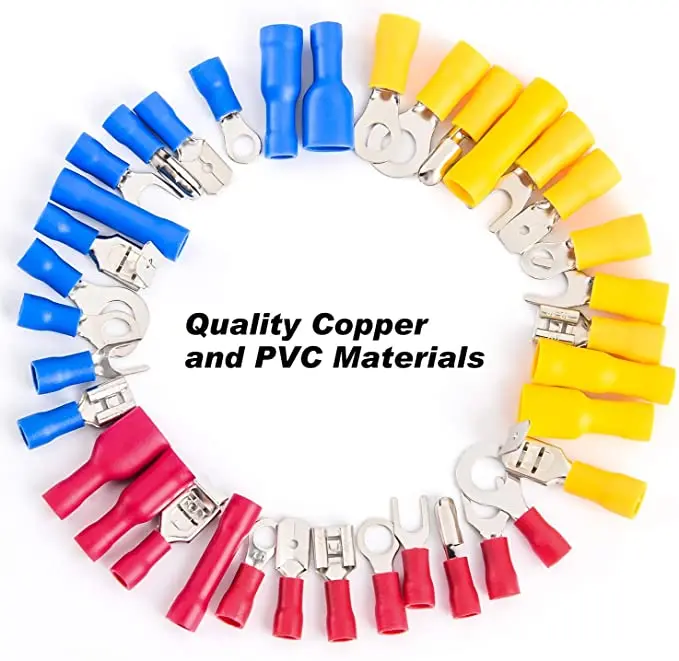 300 Pcs Electrical Insulated Wire Connectors Kit - Spade, Ring, Butt, Quick Disconnect, Forks Connector - Crimp Cable Terminals