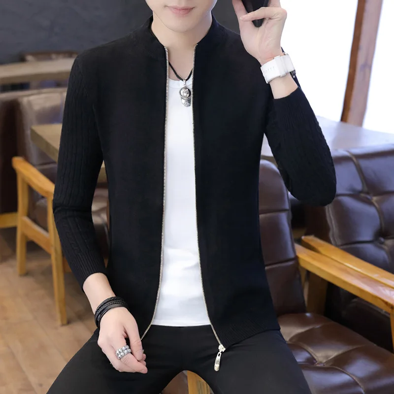 Cardigan Men Cotton Sweater Men Brand Clothing Zipper Fashion Winter Jacket Striped  Personality  sweater