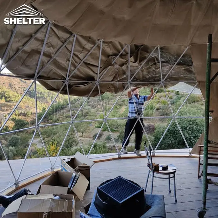 Luxury Resort Hotel Dome House 6m 7m 8m Geodesic Dome Tent Glamping Tent With Bathroom