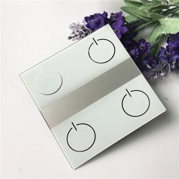 Glass factory customized White printed touch switch panel glass design
