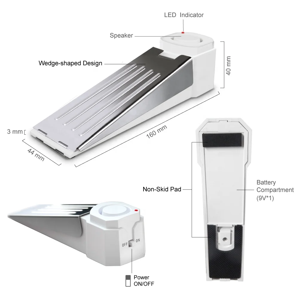 Smart Door Stop Home Wedge Security Anti-theft Alarm Portable Stopped Alarm for Travelling Doorstop Safety Protection