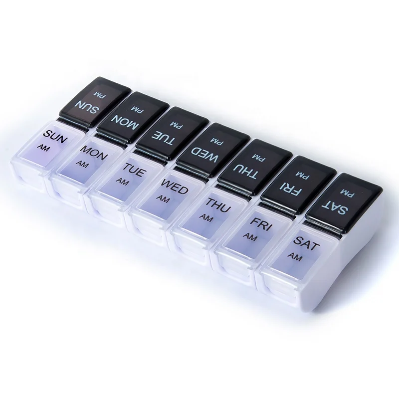 Detachable Pill Organizer case 14 Daily Compartments AM PM Slot Weekly Dosis Container Medicine Holder Medication Dispenser