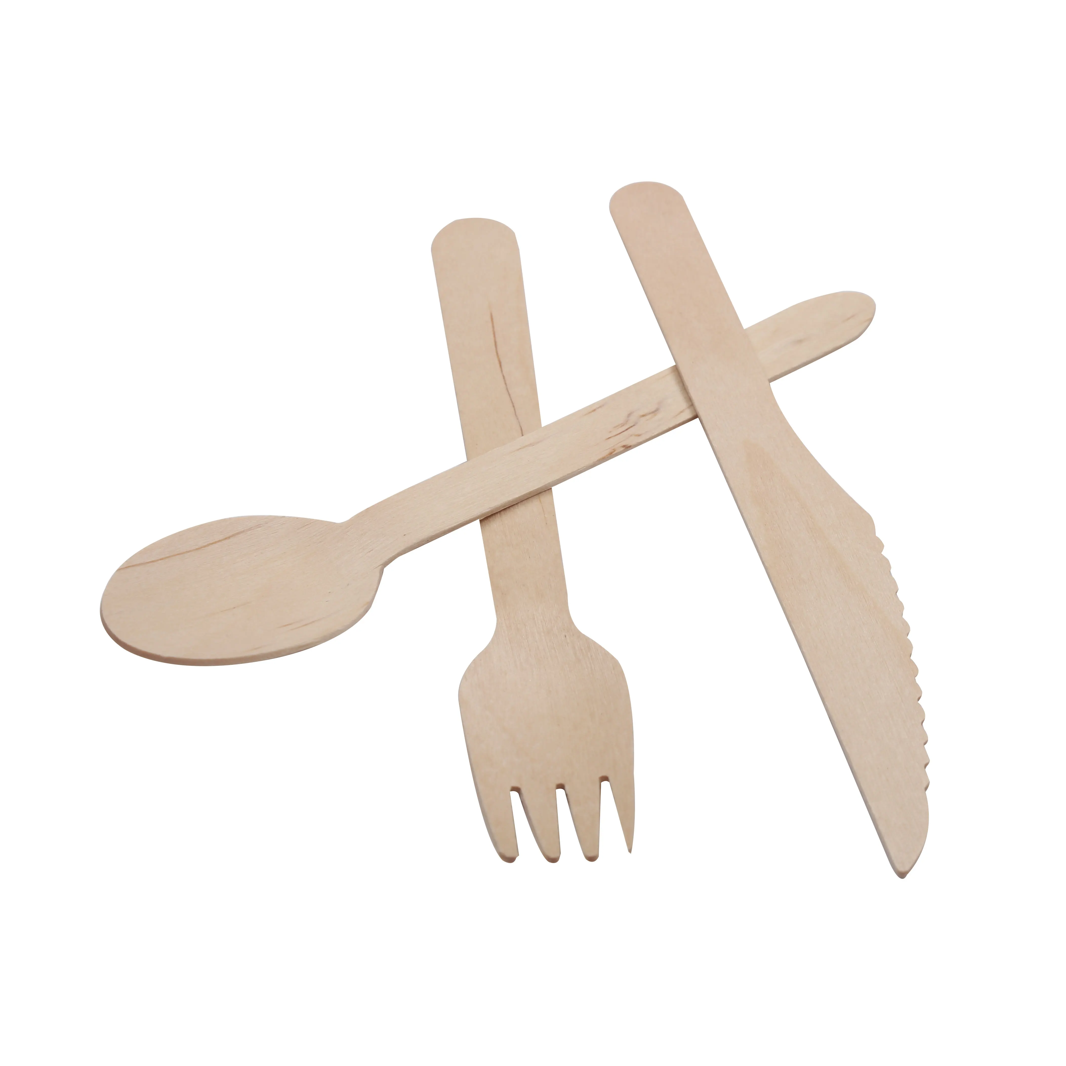 China manufacturer Biodegradable Wooden Disposable Cutlery Set Wooden spoon knife and fork