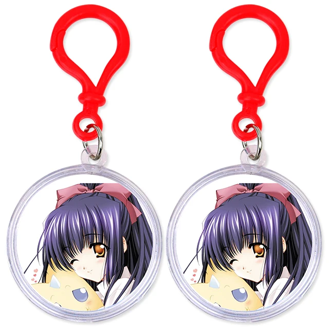 Custom Bulk Promotional Logo Cute Kawaii Cartoon Anime Clear Resin Glitter Acrylic Plastic Keychain Charm with Epoxy
