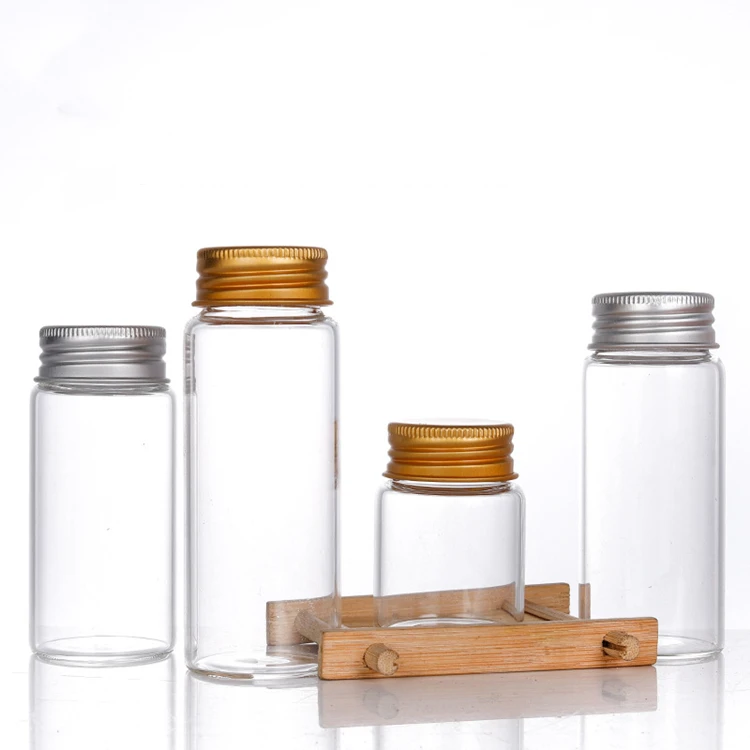 50ml 60ml 80ml Clear Round Empty Glass Tube Bottle Borosilicate Glass Container Storage Jar With Screw Cap