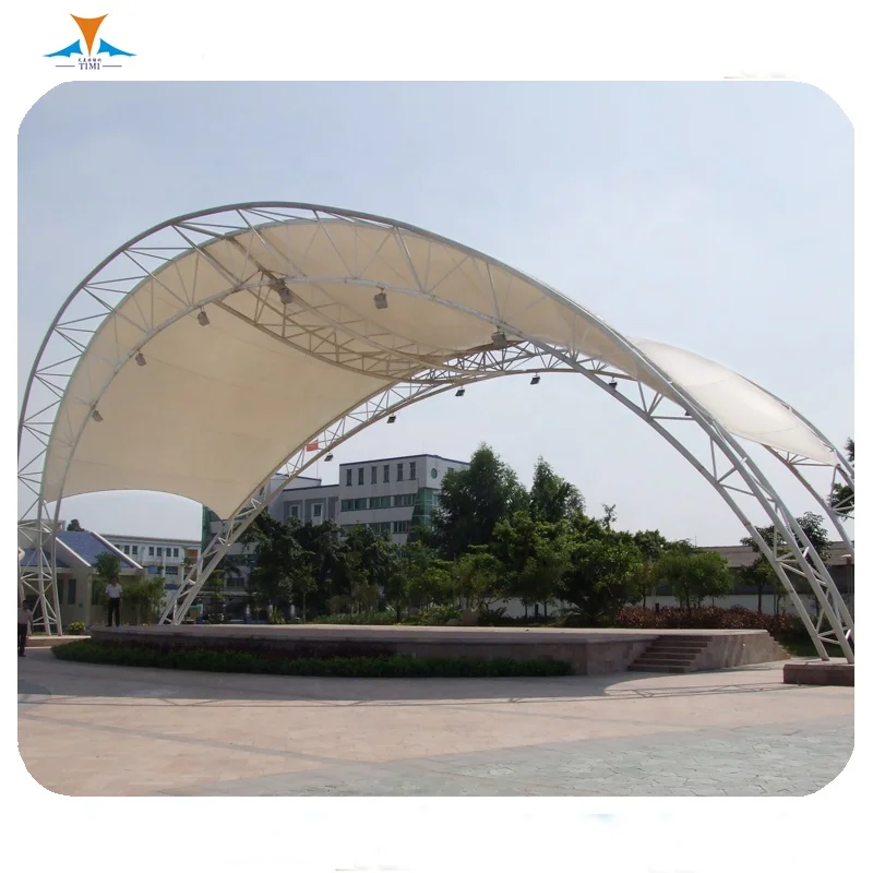 Stadium shade tent grandstand bleacher seating steel sport court roof cover architecture membrane structure