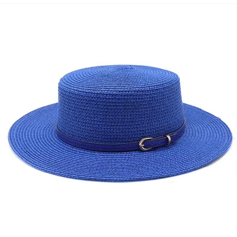 Flat Top Skimmer Boater Visor Hat Wholesale Straw Hat Summer Natural Wheat Ultraviolet-proof Beach Straw Hat