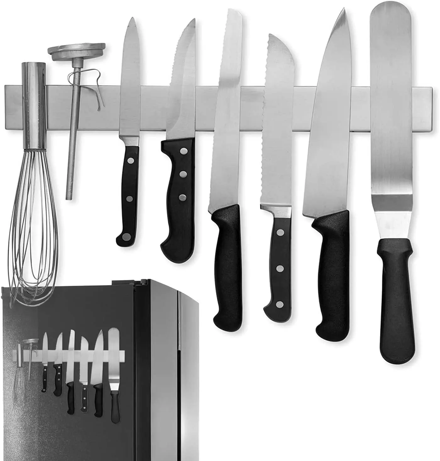 16'Stainless Steel Magnetic Knife Bar With Multipurpose Use As Knife Holder Knife Rack Kitchen Utensil Tool Holder Refrigerator