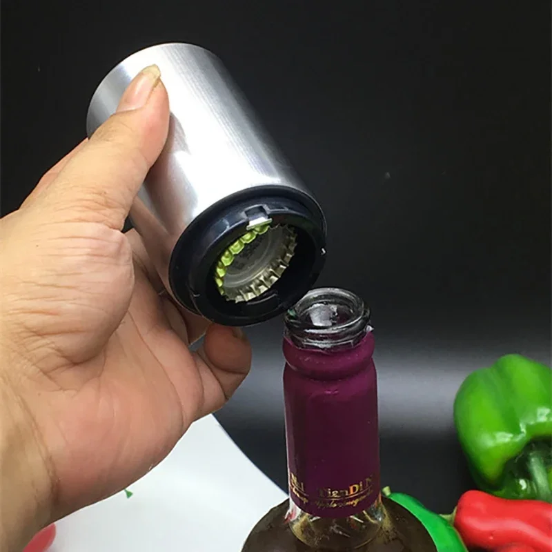 Automatic Beer Bottle Opener Magnetic Cap Catcher No Damage to Caps Push Down Soda Beverage Beer Opener Kitchen Tools