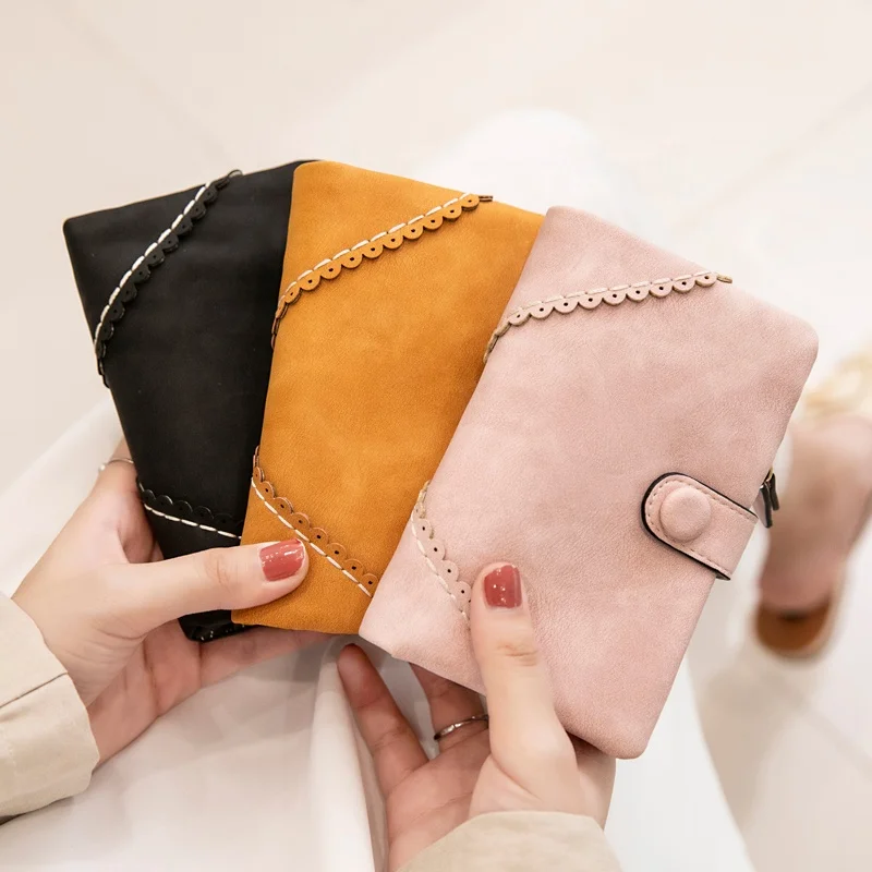 MIYIN The latest wallet women short wallet Korean version buckle card holders Pocket Wallet ladies purse coin ladies cultch bags