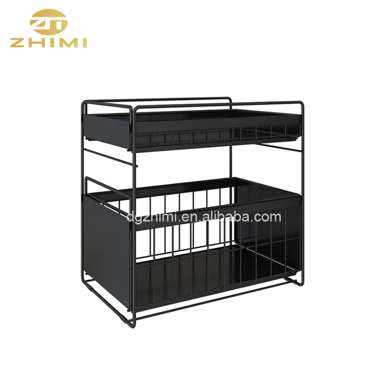 Stainless Steel 2-layer Home Sliding Basket Storage Holder Kitchen Spice Rack Bathroom Rack Book Rack