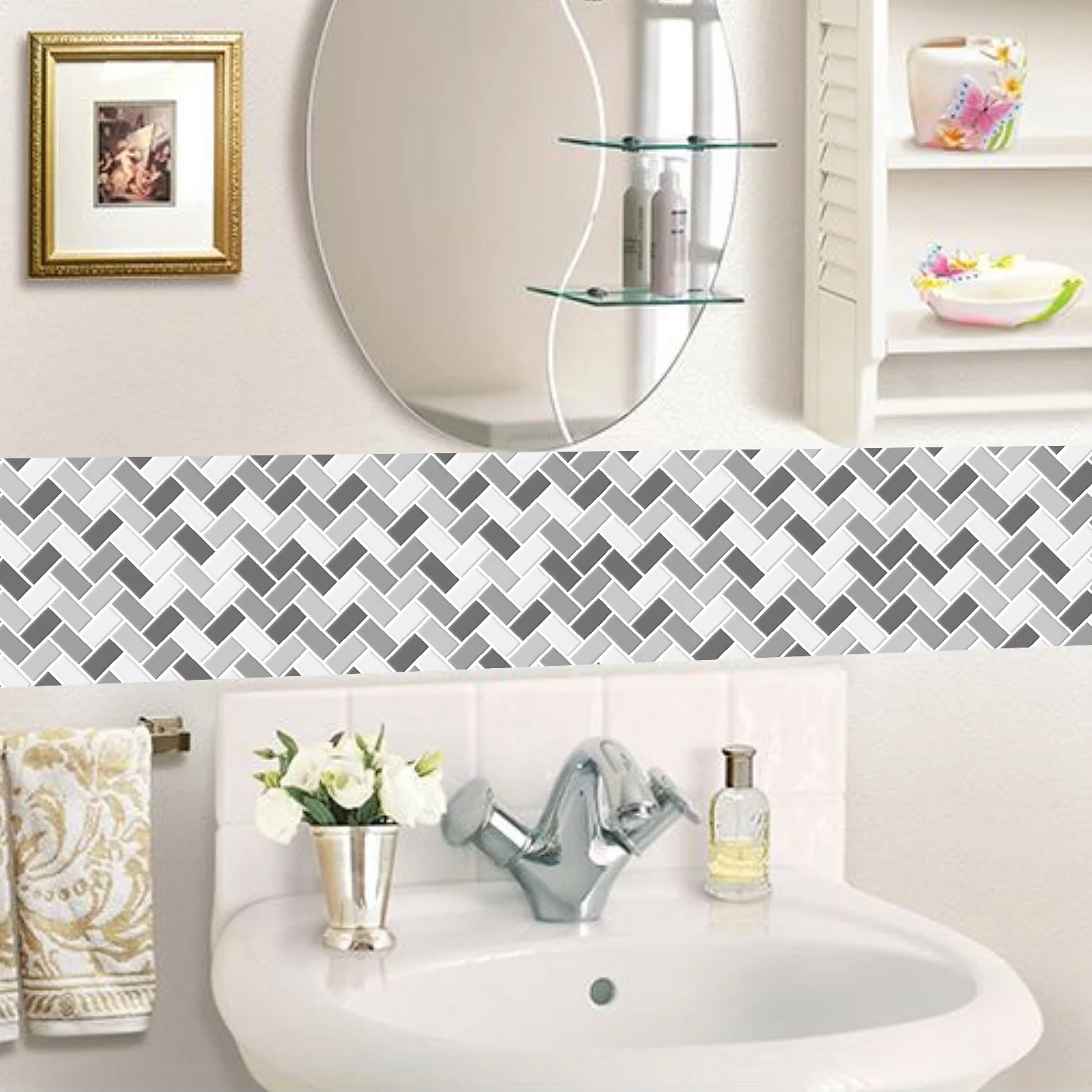 Epoxy Brick Wallpaper Decoration Waterproof Self Adhesive Kitchen 3d Wall Tile Sticker for Home Decoration