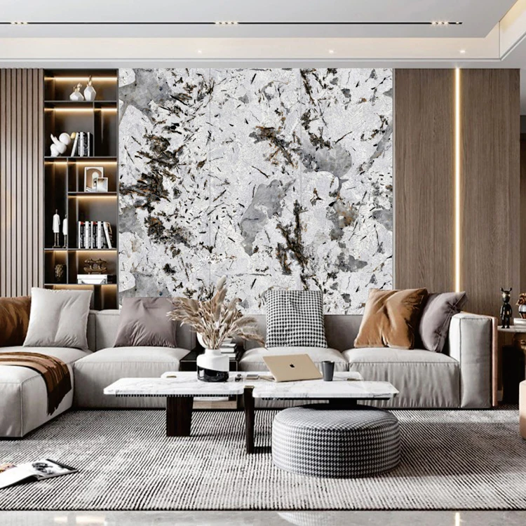 Hot sales withe black kitchen porcelain table top big slabs wall sintered stone 900x1800mm for hall