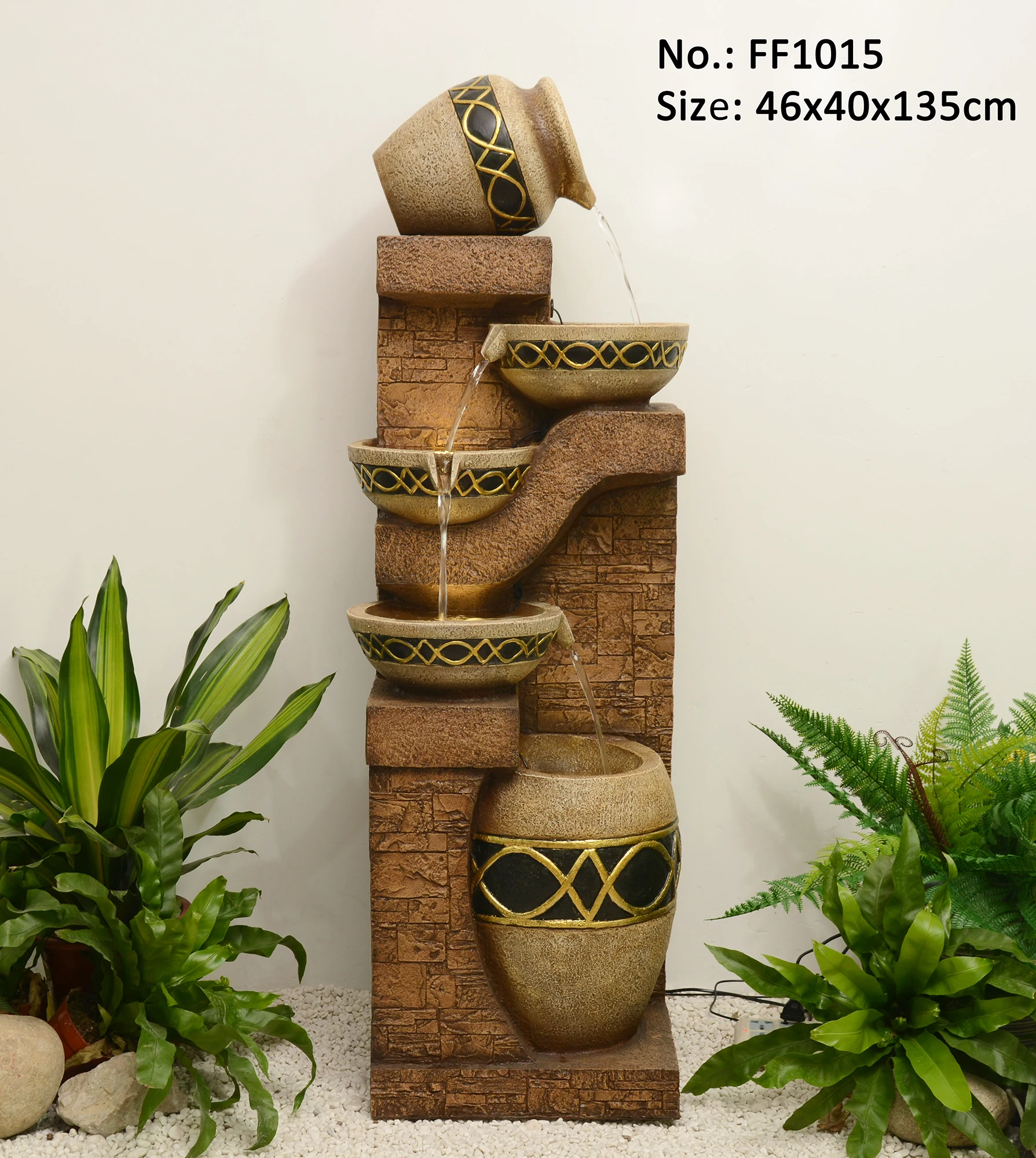 Wholesale Decorative Indoor 3 Tier Pot Shape Waterfall Fountains Garden Water Fountain Indoor for Sale