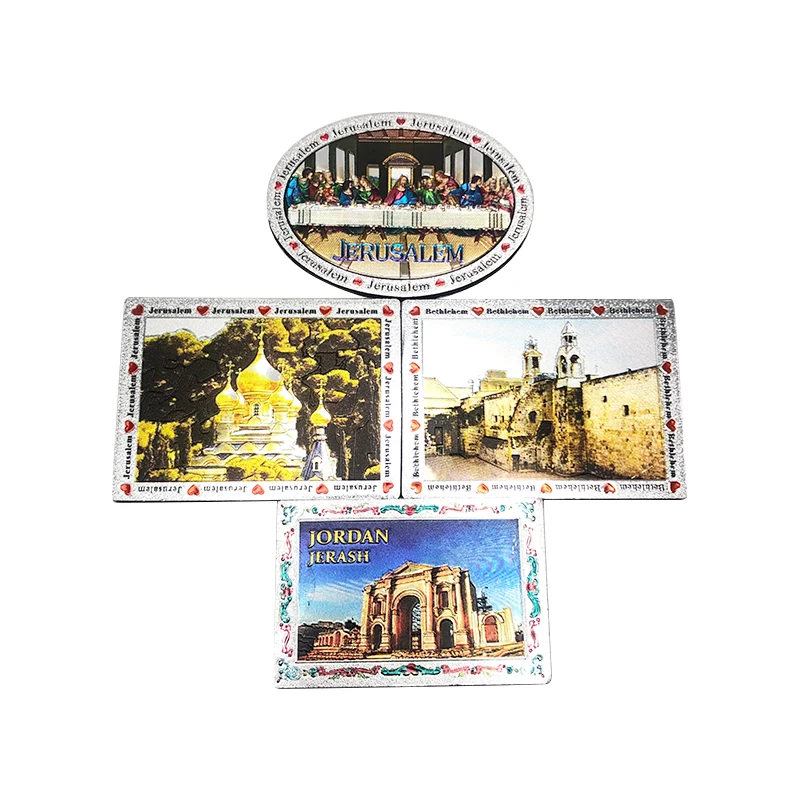 Modern Design Customized Travel Souvenir Style Aluminum Foil Fridge Magnets Resin Material Magnetic Sticker Home Tourist Theme