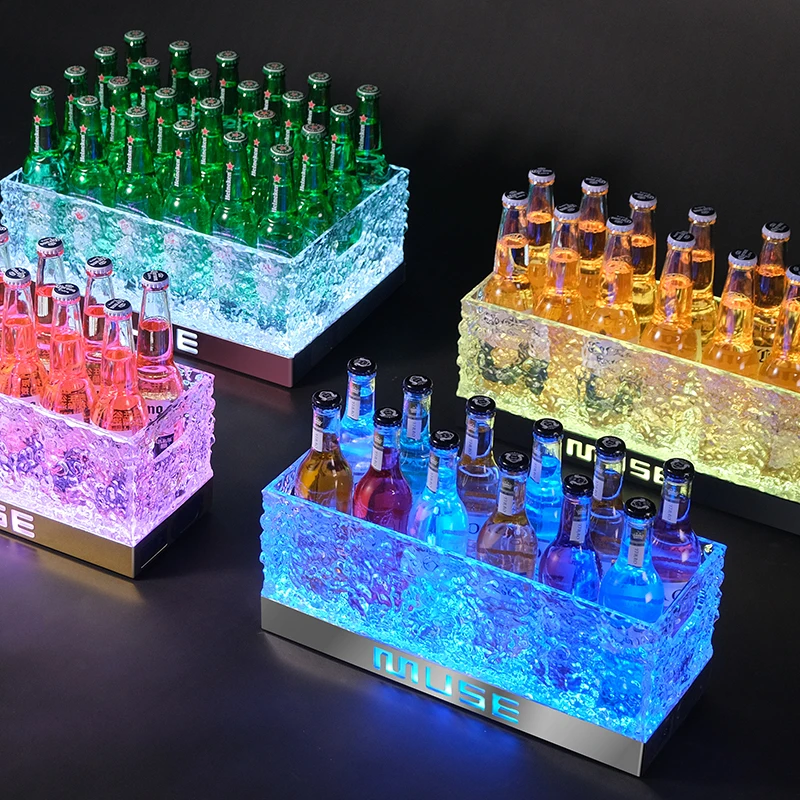 Newly Led Ice Bucket  Acrylic Ice Bucket Champagne Bucket Cooler beer Bottle Holder Keeps Drink Cold