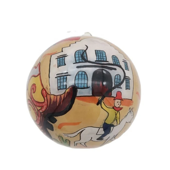 Factory Custom Deer Snake Pattern Inside Painted Christmas Ball Animal Glass Painted Hand Blown Glass Ball Ornament In Folk Art