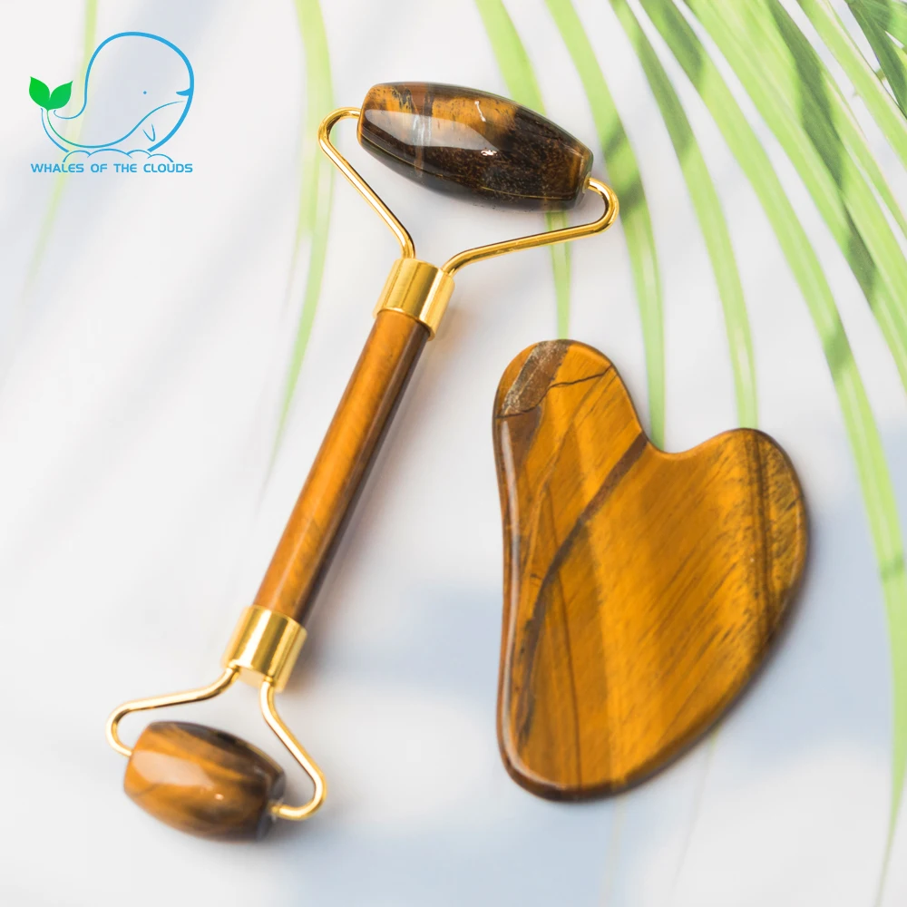 2023 New Creative Durable Custom Logo Massage Skincare Tools Jade Facial Roller With Gua Sha