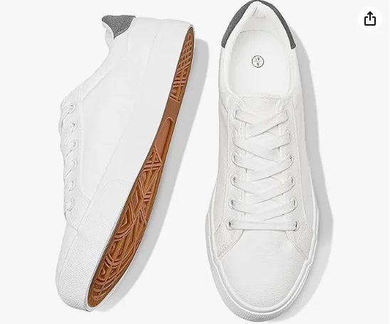 Mens Canvas Shoes White Black Sneakers Low Top Lace Up Casual Shoes