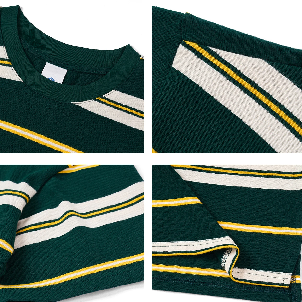 High quality color matching elastic short-sleeved striped color contrast casual tee cotton mens custom logo unisex basic t-shirt