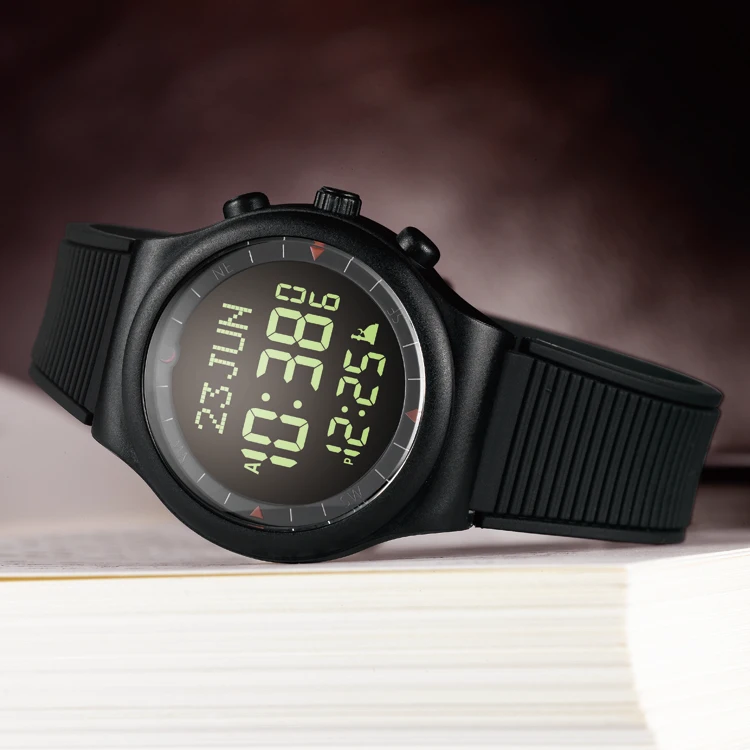 Muslim Digital Prayer Time Alarm Sports Watch Plastic Case Silicon Strap Back Light AS-S016