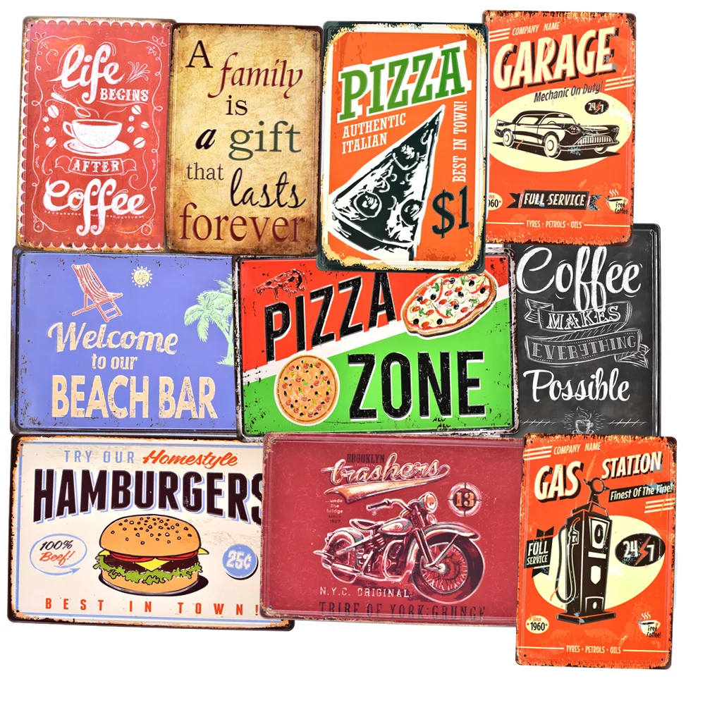Pizza Zone Flammable 3d Embossed Retro Beer Poster Wall Decor bar Pub Car Metal Tin Signs Home Metal Sign