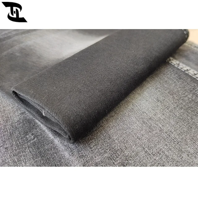 Wholesale cotton lycra satin stretch denim jeans fabric black and textile for clothing YH1275H