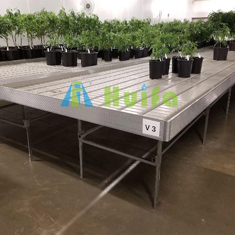 Huifa Commercial Greenhouse Flood Tables Single Tier Grow Rolling Bench Flood And Drain Table