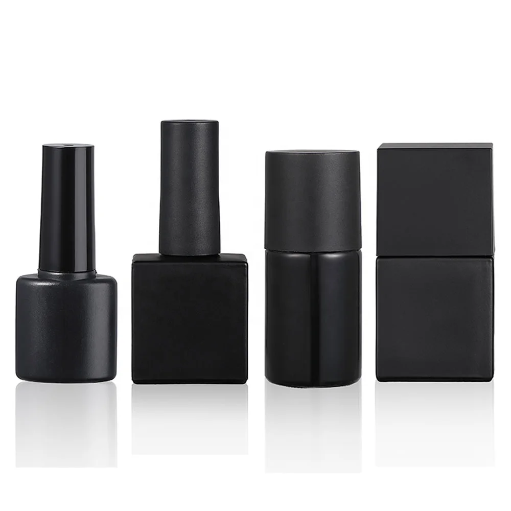 factory OEM custom coated empty uv gel nail polish glass bottle with silver caps and flat dupont brush