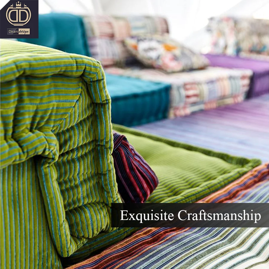 French style modular fabrics sectional floor sofa modern mahjong sofa floral fabric roche bobois mahjong sofa set