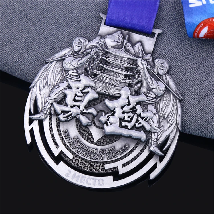 Custom Making Karate Gold Medallions Metal De Medal and Ribbon