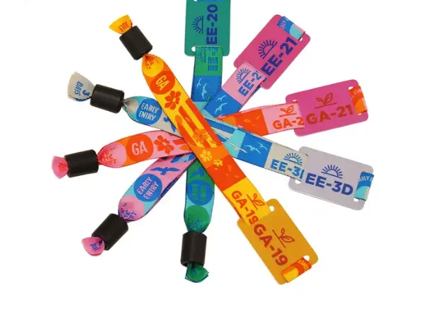 cheap no minimum Custom Vip Party Pass Festival Fabric Wristbands Events Rfid Wrist Band with PVC tag For Concert